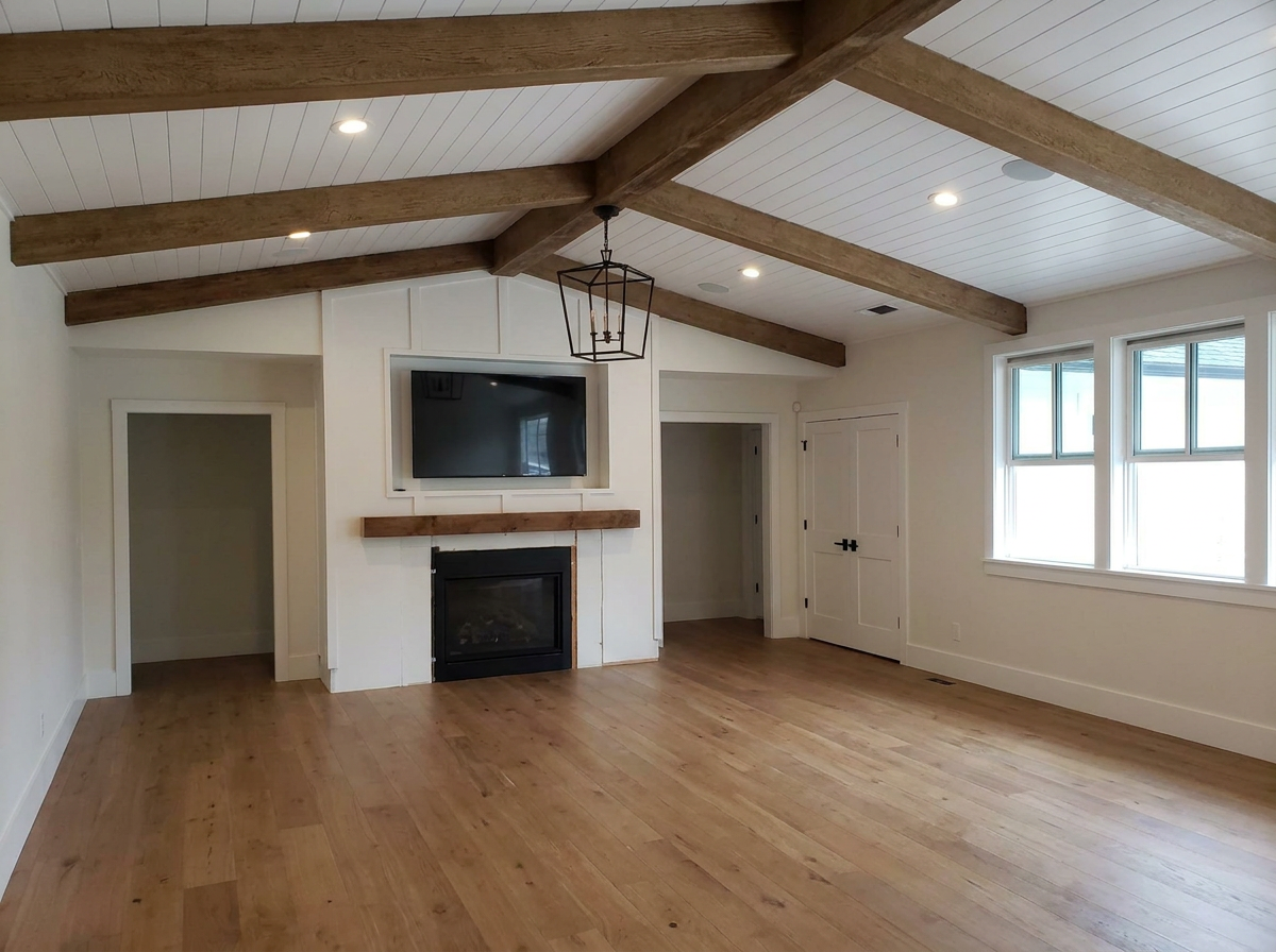 Living Room Beams Fireplace