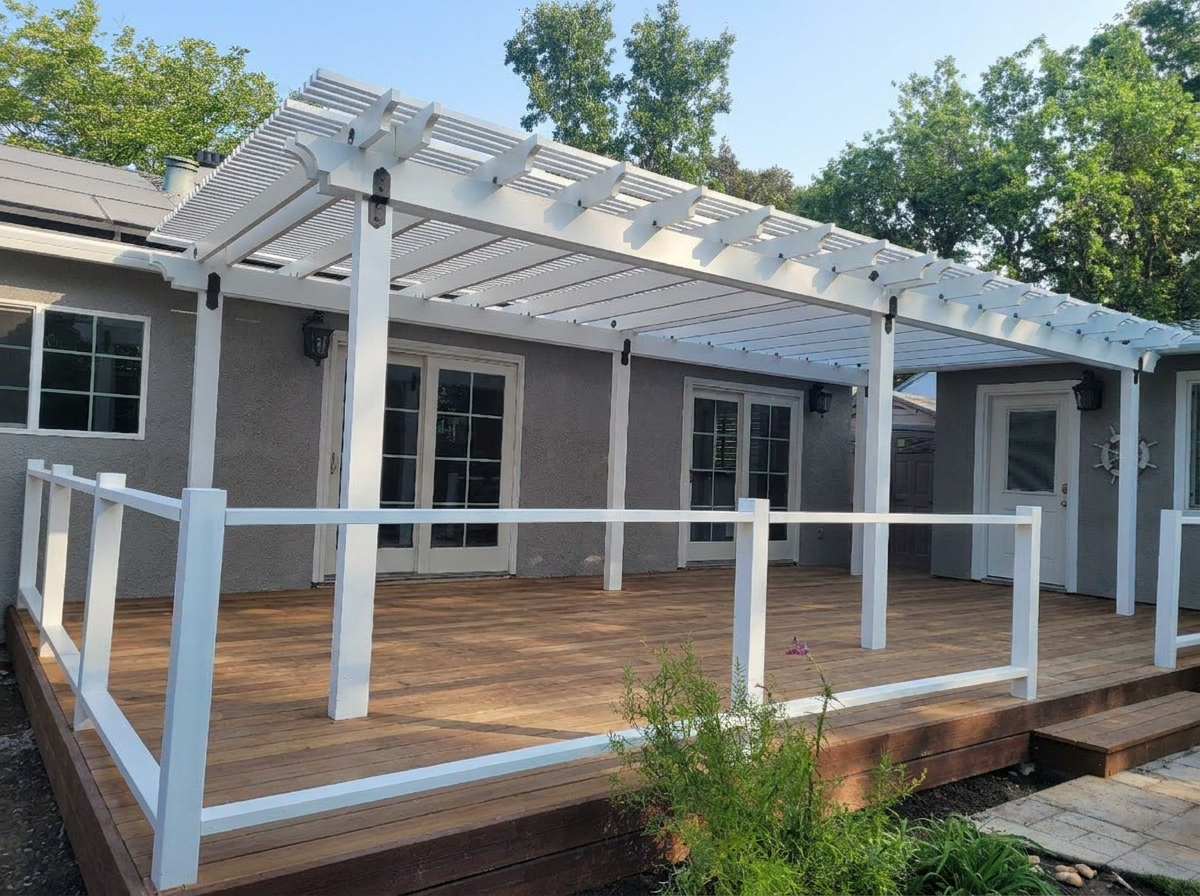 White pergola and deck – Danville, CA